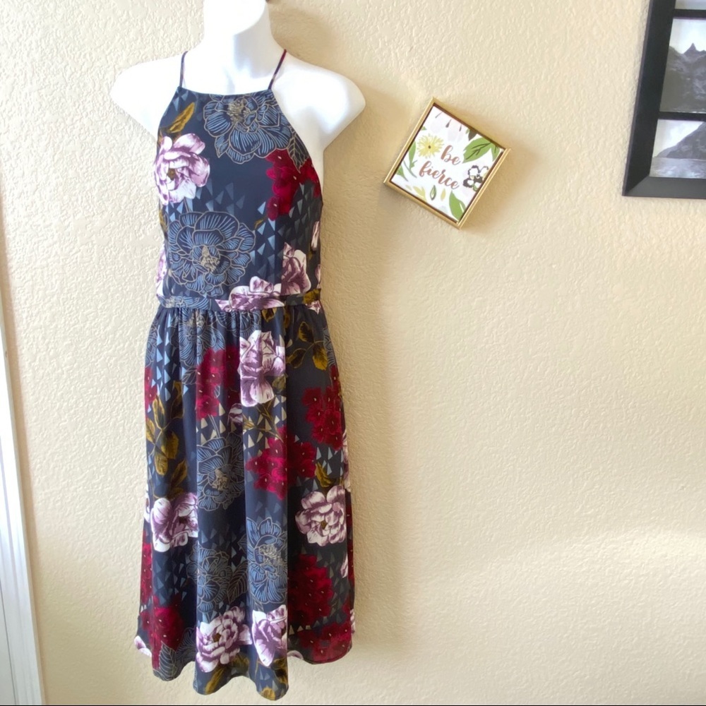 Everly Floral Halter Dress